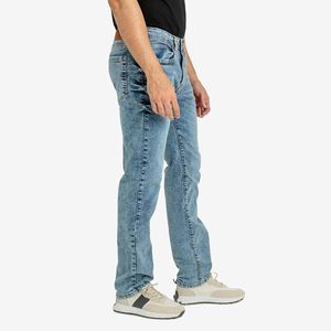 Men's Casual Straight Regular Fit Mid Rise Button Solid Washed Denim <b>Jeans</b> Crafted with Premium Cotton Stretch Fabric Breathable - Product Image 1