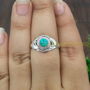 Anillo de Plata de Ley 925 con Turquesa Natural, Anillo Boho Vintage Hecho a Mano, Proveedor de Joyería al por Mayor para Mujer - Product Image 5