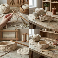 Meilleur prix pour la vente en gros : Organisateur de rangement circulaire de luxe en coton crocheté épais, écologique, adapté aux débutants, pour le stockage alimentaire