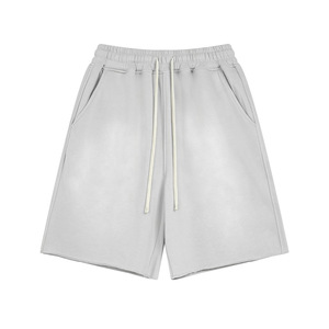 Shorts de sport pour homme, style streetwear, vintage, délavés, effet usé, bords bruts, effet délavé soleil, délavés à l'acide, pour le jogging - Product Image 3