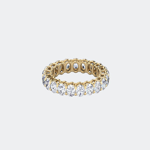 OBERON JEWELS Bague d'éternité en or jaune avec diamants ovales de 3,15 carats, cultivés en laboratoire, sertis à griffes, alliance circulaire complète pour femme E - Product Image 6