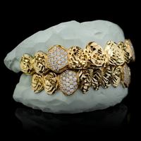 Grillz pour homme plaqué or, style Hip Hop, avec diamant de laboratoire Artine certifié IGI et micro-incrustation de moissanite, design géométrique, bijoux de fête