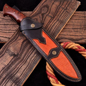 Couteau à lame fixe artisanal très demandé |   Acier inoxydable poli, manche en bois avec étui en cuir, qualité économique - Product Image 4