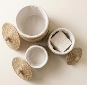 Panier de rangement rond en jonc de mer tressé à la main, moderne, avec poignées, capacité 5 kg, pour salle de bain, placard, chambre d'enfant, décoration intérieure - Product Image 2