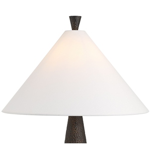 Modern design Hammered Bronze Table Lamp Luxury Tapered Metal Base <b>White</b> Conical Shade Elegant <b>Bedside</b> Nightstand Light - Product Image 3