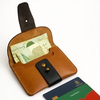 Harga Pabrik Logo Kustom Dompet Pria Minimalis Premium Kulit Asli Tipis Pendek Tahan Lama Multi-Fungsi