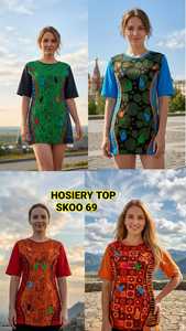 Dernier design 2022 – Débardeurs courts en jersey tie-dye à imprimé floral et broderie, col en V, pour femme, écologiques, respirants et à séchage rapide - Product Image 4