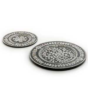 Nouveauté : Assiette de service décorative en nacre écologique, ronde, motif personnalisé, moderne, passe au lave-vaisselle - Product Image 3