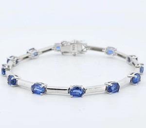 Natural Tanzanite Tennis <b>Bracelet</b> in Sterling Silver Gold Plated Luxury Blue Violet <b>Gemstone</b> Jewelry for Women Party - Product Image 1