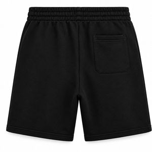 Shorts de survêtement noirs personnalisés pour hommes, imprimé vertical, en molleton de coton, style athlétique streetwear décontracté, vente en gros OEM ODM - Product Image 2