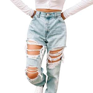 Jean en denim bleu délavé coupe droite pour homme, séchage rapide, respirant, décontracté d'été avec braguette zippée pour grands et corpulents - Product Image 5