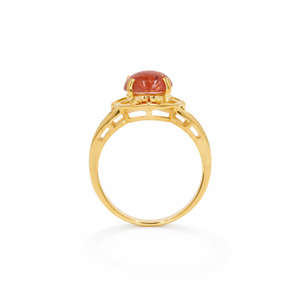 Bague de créateur moderne en or plaqué 1 micron et rhodié, sertie de pierres de soleil ovales cabochon, bijoux en pierres précieuses - Product Image 5