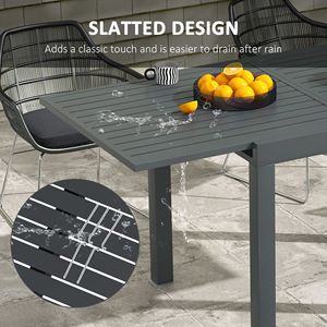 Tavolo da Pranzo Estensibile in Alluminio per Esterni, Grigio, Dimensioni Adattabili per 4-6 Persone - Product Image 6