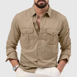 Premium <b>Men's</b> Casual Full Sleeve Khaki 100% Cotton twill <b>Shirt</b> Stylish Tailored Fit <b>with</b> front <b>pockets</b> Fashion Style - Product Image 4