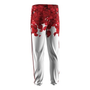 Pantalon de baseball rouge uni pour homme, imprimé par sublimation, polyester, coupe classique, fermeture éclair, toutes saisons, vêtements de sport, protection UV - Product Image 4