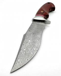 Outil utilitaire artisanal en acier Damas torsadé avec manche en bois de Padauk rouge - Product Image 3