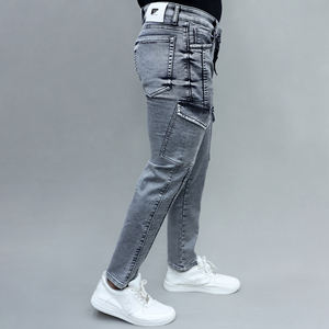 Gex Men Jeans cargo elásticos de tiro medio en gris oscuro para hombre - Product Image 2