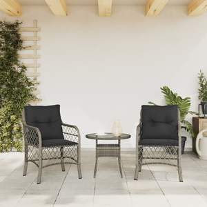 2pcs Gray Poly <b>Rattan</b> Patio <b>Chairs</b> with <b>Cushions</b> Patio Furniture Set - Product Image 3