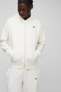 Survêtement blanc pour homme à capuche entièrement zippé en molleton de coton, coupe droite, ensemble deux pièces, vêtements de sport, fabricant OEM ODM sous marque privée - Product Image 4