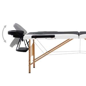 Table de massage pliable en bois noir et blanc à 2 zones - Product Image 3