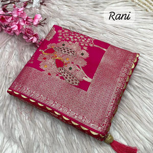 Sari de seda Dola de diseño exclusivo con blusa elegante, estilo étnico moderno, a la última moda india, modesto, para fiestas, para mujer. - Product Image 1