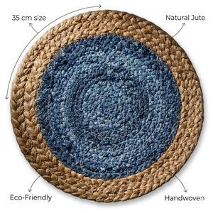 Decorative Jute Placemat with Cotton Dori <b>Round</b> Handmade EcoFriendly Dining <b>Table</b> <b>Mat</b> for Dining Room Bulk Supply Export Quality - Product Image 6