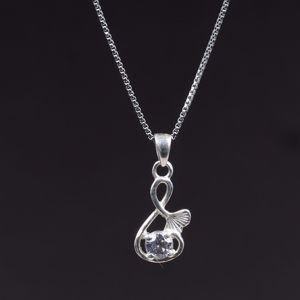 Collier pendentif nœud infini en argent sterling 925 avec zircone cubique transparente, colliers pendentifs fins nœud infini pour femmes, vente en gros - Product Image 2