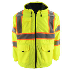Chaquetas de seguridad reflectantes de alta visibilidad, personalizadas, cálidas, a prueba de viento, para ingeniería, con múltiples bolsillos para hombre. - Product Image 4