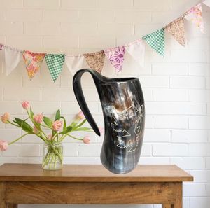 Mug en corne de buffle polie noire, style Viking, avec gravure personnalisée - Product Image 5