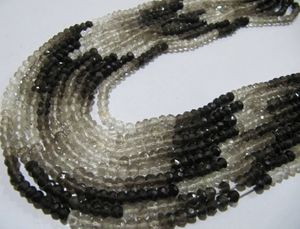 Perles de quartz fumé naturel facettées en forme de rondelle, 4-5 mm, brin de 13 pouces de long - Product Image 4