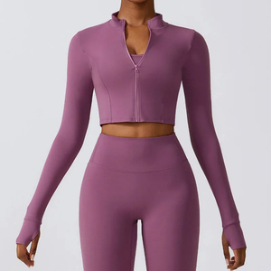 Women Sportswear Fitness Apparel <b>Workout</b> Zip up Crop Top Hooded Active <b>Jackets</b> Sports Wear <b>Jackets</b> for Outdoor - Product Image 4