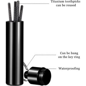 Set di Stuzzicadenti Portatili in Titanio, Riutilizzabili, in Acciaio Inossidabile con Porta Stuzzicadenti per Picnic e Campeggio - Product Image 2