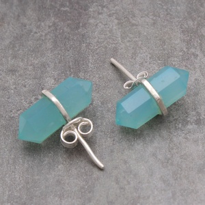 Natural Rose Quartz Double Point Crystal <b>Stud</b> Earrings <b>Sterling</b> <b>Silver</b> Healing Gemstone Earrings for Women - Product Image 5