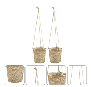 Macetas de Almacenamiento de Mimbre de Estilo Retro, Hechas a Mano en Vietnam, Ecológicas, con Asas - Product Image 5