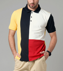Polo à manches courtes pour homme, couleurs contrastées, style streetwear estival, décontracté, tendance, vente en gros OEM, directement de l'usine - Product Image 4