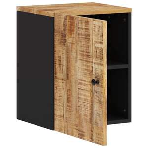 Armoire murale de salle de bain en bois brun naturel, étagères de salle de bain élégantes en noir - Product Image 3