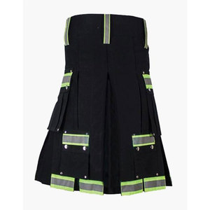 Kilt de pompier noir réfléchissant pour hommes, nouveau design, poches cargo, OEM ODM, best-seller - Product Image 3