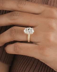 Anillo Art Deco con Diamante Ovalado de 3.01CT Cultivado en Laboratorio, Estilo Vintage, para Mujer, Oro Sólido de 14K, Regalo de Boda para Novia - Product Image 5
