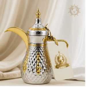 Carafe à café arabe Dallah en laiton doré à motifs, théière en métal gaufré avec long bec courbé, bouilloire pour hôtellerie et restauration, vente en gros - Product Image 5
