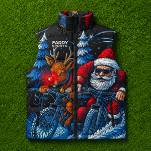Gilet matelassé personnalisé pour homme, imprimé Père Noël et rennes amusants, sans manches, pour l'hiver, sublimation, vente en gros - Product Image 2