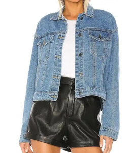 Chaqueta vaquera azul lavado para mujer con cordones en la espalda, detalle de ganchillo, manga larga, cuello vuelto, abrigo de primavera con costuras en contraste - Product Image 4