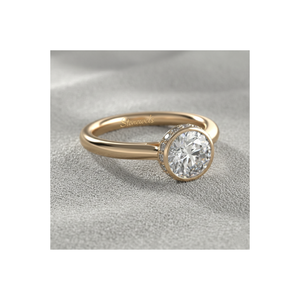 Anillo de compromiso de diamante cultivado en laboratorio, oro de 14K, engaste de púas, corona pavé, solitario, con piedras, para minimalistas certificados - Product Image 1