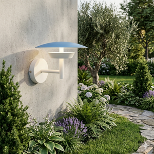 Minimalist White Plastic Wall Lamp <b>LED</b> Warm <b>Light</b> Wall-mounted Saucer Shade <b>for</b> Hotel and Living <b>Room</b> - Product Image 3