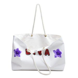 Diva with Purple Flowers Weekender <b>Bag</b> Red Gem Accent Luxury Travel Tote Large Capacity <b>Overnight</b> Carryall Womens Handbag Gift - Product Image 3