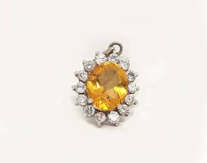 Pendentif ovale en citrine fait main, argent sterling 925, halo en zircon cubique, bijoux en pierres précieuses naturelles, qualité supérieure, certifié IGI, cadeau élégant pour - Product Image 1