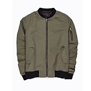 olive-green cotton bomber <b>jacket</b> features a classic black ribbed collar and a convenient utility <b>zipper</b> <b>pocket</b> on the left - Product Image 5