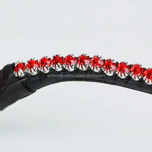Équipement de cheval fait à la main produits équestres toutes tailles en cuir cheval sourcil bande avec cristaux ronds multicolores méga bling - Product Image 5