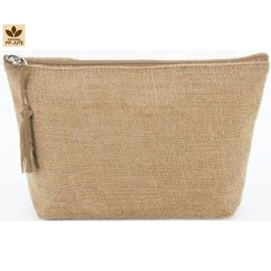 Pochette de maquillage en jute naturelle laminée, pochette de maquillage de voyage, 23x16x5 cm, logo personnalisé, vente en gros, OEM, marque privée, modèle BG-G121 - Product Image 3