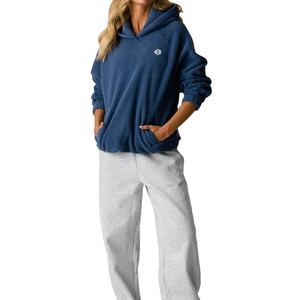 Custom <b>Sherpa</b> Fleece Pullover <b>Hoodies</b> Wholesale Private Label Pullover Warm Winter Streetwear & casual <b>Hoodies</b> <b>Women</b> - Product Image 3