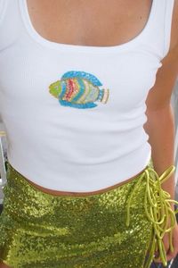 Hot Selling Stylish Vacation Butterfly & Floral Embroidery <b>T</b>-<b>Shirt</b> Beaded <b>Sequin</b> Cotton Designer Fashion Boutique Rhinestone - Product Image 3